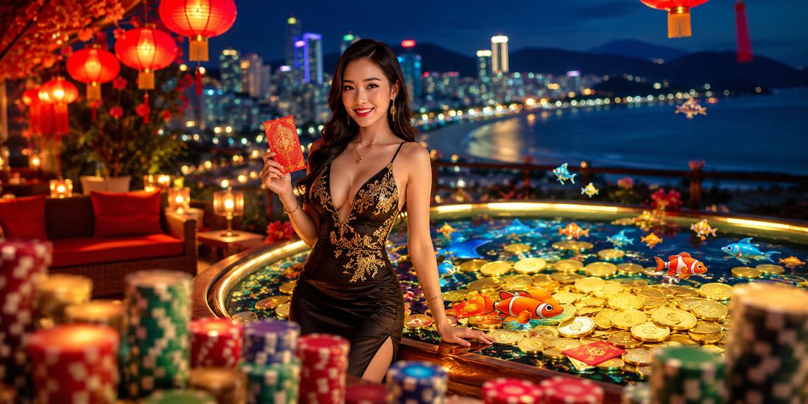 Phong bì đỏ may mắn và đèn lồng tại lễ hội Nha Trang mùa bonus